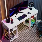 Escrivaninha Gamer Em Mdf/mdp 4 Prateleiras Alfa Branco