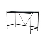 Escrivaninha Glass 105cm Industrial Tampo De Vidro Temperado