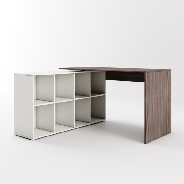 Escrivaninha Home Office Em L Com Damasco 8 Nichos Carvalho S