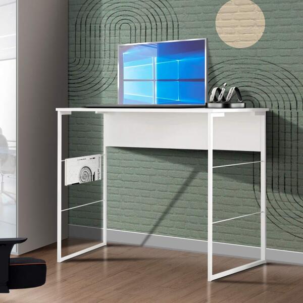 Escrivaninha Industrial Aço 90 Cm Branco Any Shop Jm