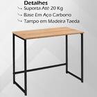 Escrivaninha Industrial Aço Preto I15 Tampo Madeira Taeda Dmo