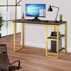 Escrivaninha Industrial Em Aço 1,20 Com Prateleiras Imbuia Do