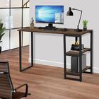 Escrivaninha Industrial Em Aço 1,20 Com Prateleiras Imbuia Pr