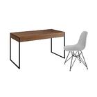Escrivaninha Industrial Escritório Malta Amêndoa Com 1 Cadeir