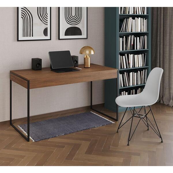 Escrivaninha Industrial Escritório Malta Amêndoa Com 1 Cadeir