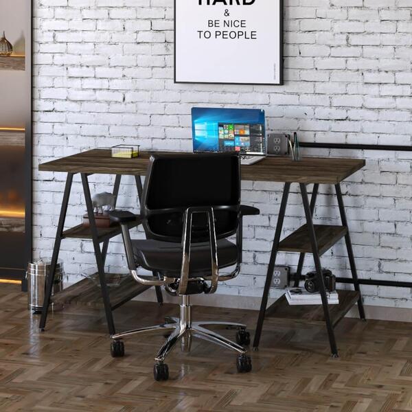 Escrivaninha Industrial Kuadra Cavalete 135 Cm - Carvalho Dar