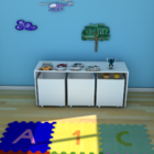 Escrivaninha Infantil Com Organizador 116x37cm Com 3 Baús  Br