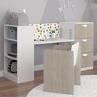 Escrivaninha Infantil E Cadeira Com 3 Gavetas - Branco/natural