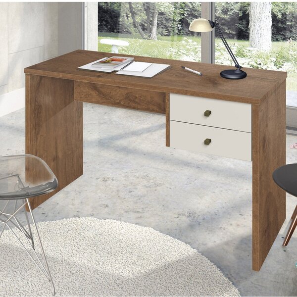 Escrivaninha Intelectual 2 Gavetas 108cm Natura E Off White N