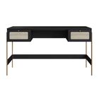 Escrivaninha Irene 2 Gavetas 139cm Palhinha Pés Metálicos Boh