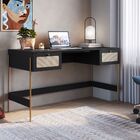 Escrivaninha Irene 2 Gavetas 139cm Palhinha Pés Metálicos Boh