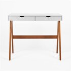 Escrivaninha Iza 2 Gavetas 90cm Espresso Móveis Branca E Amên