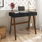 Escrivaninha Iza 2 Gavetas 90cm Espresso Móveis Preto E Amênd