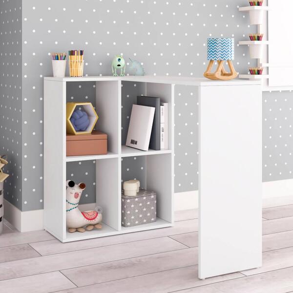 Escrivaninha Juvenil Em L Com 4 Nichos - Branco