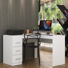 Escrivaninha L Com 3 Gavetas 90cm Branco Branco