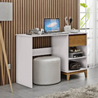 Escrivaninha Linha Prata Off White/freijó 1 Gaveta + Pratelei