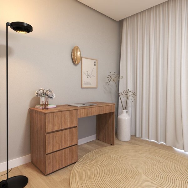 Escrivaninha Luxemburgo Com 4 Gavetas  Carvalho Mel