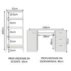 Escrivaninha Madesa Alaska + Estante Escada - Branco
