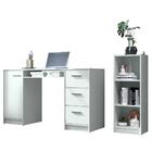 Escrivaninha Madesa Alaska + Estante Livreiro 6905 - Branco