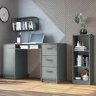 Escrivaninha Madesa Alaska + Estante Livreiro 6905 - Cinza