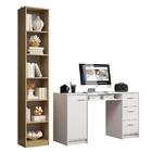 Escrivaninha Madesa Alaska + Estante Livreiro 6906 - Branco/c