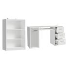 Escrivaninha Madesa Alaska + Estante Livreiro 6907 - Branco