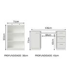 Escrivaninha Madesa Alaska + Estante Livreiro 6907 - Branco