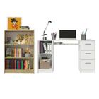Escrivaninha Madesa Alaska + Estante Livreiro 6907 - Branco/c