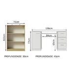 Escrivaninha Madesa Alaska + Estante Livreiro 6907 - Branco/c