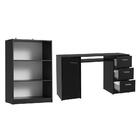 Escrivaninha Madesa Alaska + Estante Livreiro 6907 - Preto