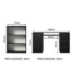 Escrivaninha Madesa Alaska + Estante Livreiro 6907 - Preto