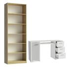 Escrivaninha Madesa Alaska + Estante Livreiro 6908 - Branco/c