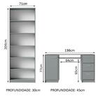 Escrivaninha Madesa Alaska + Estante Livreiro 6908 - Cinza