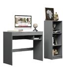 Escrivaninha Madesa Rubi + Estante Livreiro 6905 - Cinza