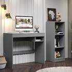 Escrivaninha Madesa Rubi + Estante Livreiro 6905 - Cinza