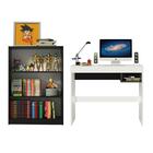 Escrivaninha Madesa Rubi + Estante Livreiro 6907 - Branco/pre