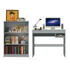 Escrivaninha Madesa Rubi + Estante Livreiro 6907 - Cinza