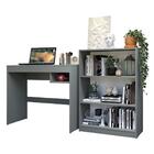 Escrivaninha Madesa Rubi + Estante Livreiro 6907 - Cinza