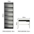 Escrivaninha Madesa Rubi + Estante Livreiro 6908 - Branco/pre