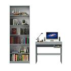 Escrivaninha Madesa Rubi + Estante Livreiro 6908 - Cinza