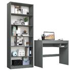 Escrivaninha Madesa Rubi + Estante Livreiro 6908 - Cinza