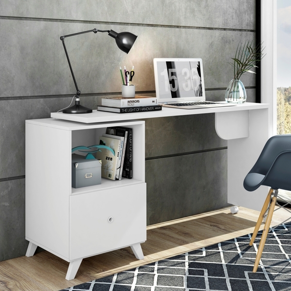 Escrivaninha Maia Branco Com Rodízios