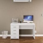 Escrivaninha Malta Com 4 Gavetas Para Escritório - Branco