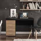 Escrivaninha Malta Com 4 Gavetas Para Escritório - Preto/cas