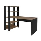 Escrivaninha Match Pinho/preto Com Estante E 4 Prateleiras -