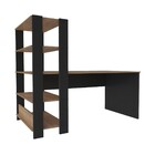 Escrivaninha Match Pinho/preto Com Estante E 4 Prateleiras -