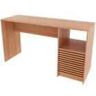 Escrivaninha Mesa De Escritório 2 Gavetas Ripado Amêndoa