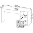 Escrivaninha Mesa De Escritório 2 Gavetas Ripado Amêndoa
