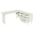 Escrivaninha Mesa De Escritório De Canto 3 Gavetas Branca Lis