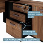 Escrivaninha Mesa De Escritório Em L Com Armário Lateral Pé Q